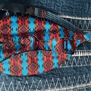 Kavu Red and Blue Geometric Sling Bag